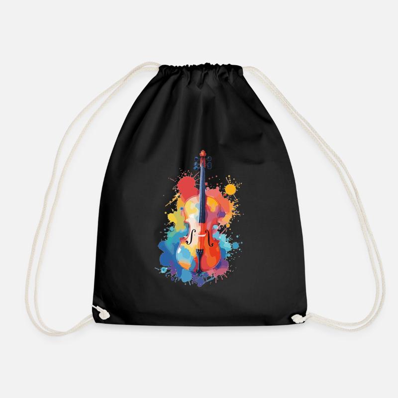 Cello in Wasserfarben - Turnbeutel - Schwarz