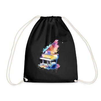 Piano in watercolors - Drawstring Bag - black - Front