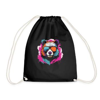 Großer Panda Pandabär Vintage - Turnbeutel - Schwarz - Vorne