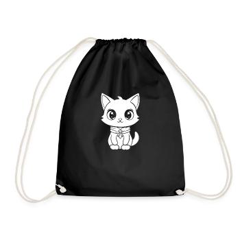 Katze - Turnbeutel - Schwarz - Vorne