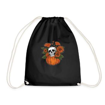 Halloween Skelett Schädel - Turnbeutel - Schwarz - Vorne