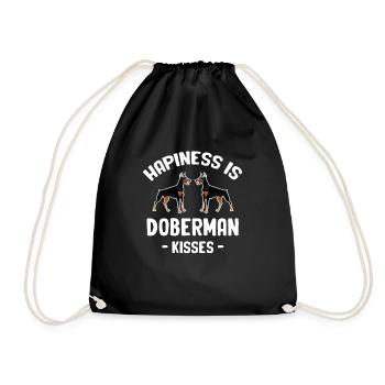 Happiness Is Doberman Kisses Pinscher Dalmatian - Drawstring Bag - black - Front