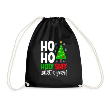 Ho Ho Holy Shit what a Year! - Drawstring Bag - black - Front