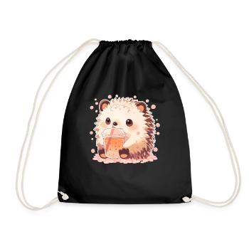 Kawaii Hérisson Boissons Boba Bubble Tea Chibi - Sac de sport léger - noir - Devant