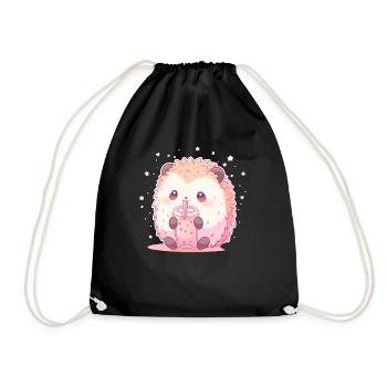Kawaii Hérisson Boissons Boba Bubble Tea Chibi - Sac de sport léger - noir - Devant