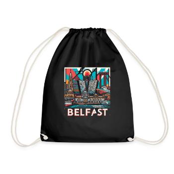 Belfast Nordirland - Vintage Cityscrape - Turnbeutel - Schwarz - Vorne