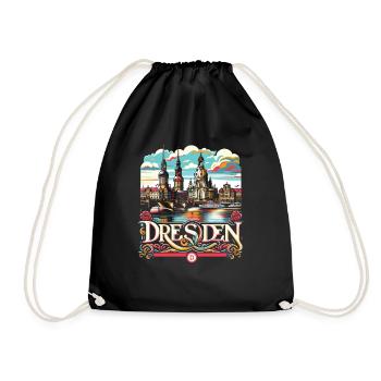 Dresden City Germany Souvenir - Drawstring Bag - black - Front