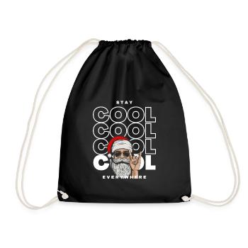 Bleiben Sie überall cool | XMAS - Turnbeutel - Schwarz - Vorne
