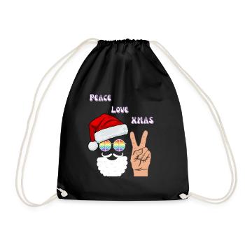 Frieden Liebe Weihnachten | XMAS - Turnbeutel - Schwarz - Vorne
