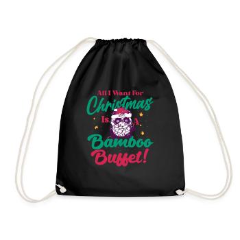 lustiger Panda Christmas Morning Vibes - Turnbeutel - Schwarz - Vorne