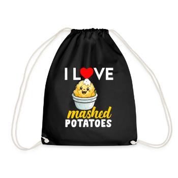 Mashed Potatoes Lover Funny Butter Potato Food - Drawstring Bag - black - Front