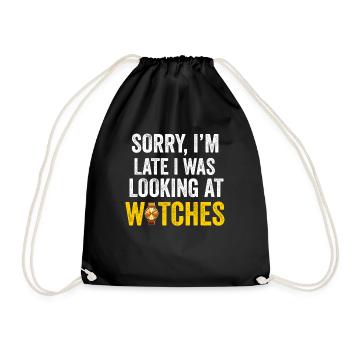 Watch Collector Horologist Collecting Watches - Drawstring Bag - black - Front