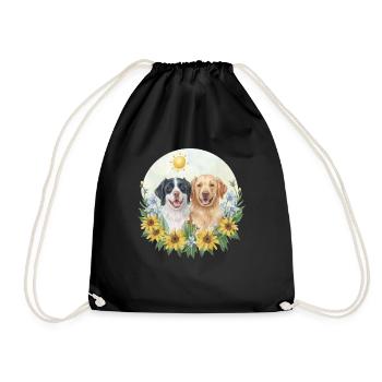 Mignon Beagle Golden Retriever tournesol - Sac de sport léger - noir - Devant