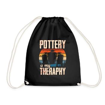 Ceramic Pottery Sculpture - Drawstring Bag - black - Front