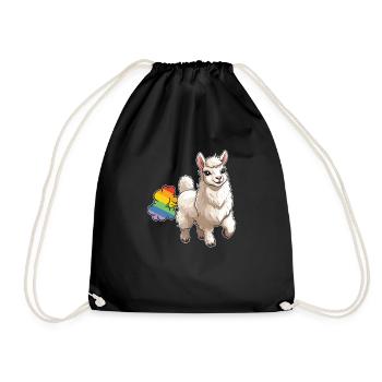 Lama Llama Lustig Regenbogenfurz - Turnbeutel - Schwarz - Vorne