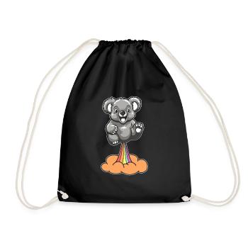 Koala Bear Funny Rainbow Fart - Drawstring Bag - black - Front