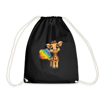 Girafe Drôle Arc-en-Ciel Pet - Sac de sport léger - noir - Devant