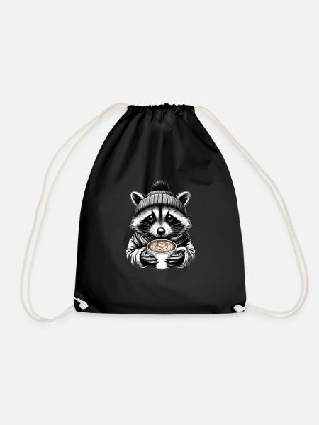 Barista Café Raton laveur - Latte Art - Sac de sport léger - noir