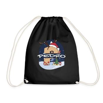 Impressionnant nom de Pedro w chapeau de père Noël dans le thème de Noël - Sac de sport léger - noir - Devant