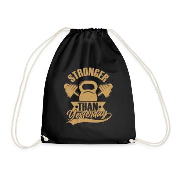 Stronger Than Yesterday Workout Training Weight Li - Drawstring Bag - black - Front
