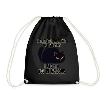 Cats gift cat owner cynic cats - Drawstring Bag - black - Front