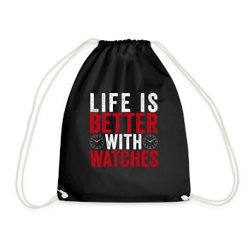 Watch Collector Horologist Collecting Watches - Drawstring Bag - black - Front