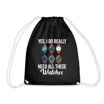 Watch Collector Horologist Collecting Watches - Drawstring Bag - black - Front