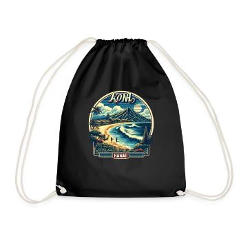 Kona Hawaii Vintage Sunset Art - Drawstring Bag - black - Front