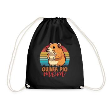 Guinea Pig Mom Rodent Guinea Pigs Cavy Lover - Drawstring Bag - black - Front