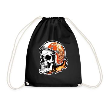 moto style retro - crane et squelette - Sac de sport léger - noir - Devant
