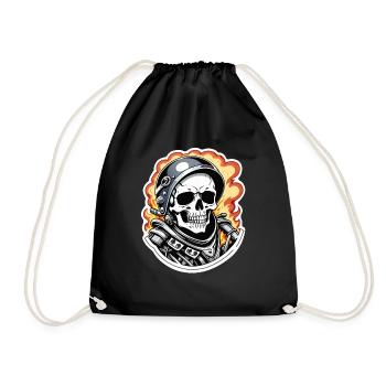 moto style retro - crane et squelette - Sac de sport léger - noir - Devant