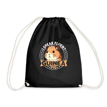 I Speak Fluent Guinea Pig Rodent Cavy Lover - Drawstring Bag - black - Front