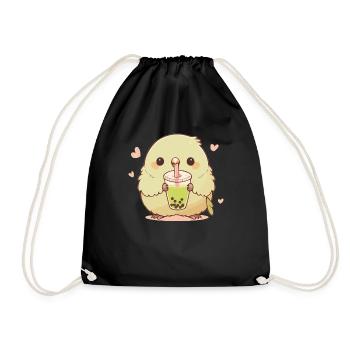 Inséparable kawaii boit Boba Bubble Tea Chibi - Sac de sport léger - noir - Devant