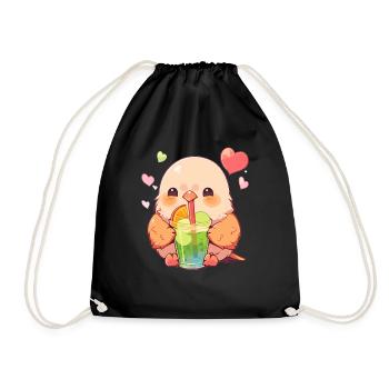 Inséparable kawaii boit Boba Bubble Tea Chibi - Sac de sport léger - noir - Devant