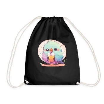 Inséparable kawaii boit Boba Bubble Tea Chibi - Sac de sport léger - noir - Devant