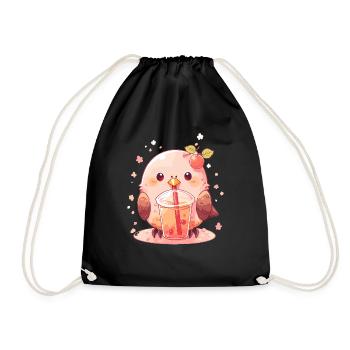 Inséparable kawaii boit Boba Bubble Tea Chibi - Sac de sport léger - noir - Devant