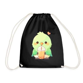 Inséparable kawaii boit Boba Bubble Tea Chibi - Sac de sport léger - noir - Devant