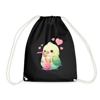 Inséparable kawaii boit Boba Bubble Tea Chibi - Sac de sport léger - noir - Devant