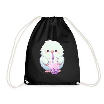 Inséparable kawaii boit Boba Bubble Tea Chibi - Sac de sport léger - noir - Devant