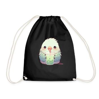 Inséparable kawaii boit Boba Bubble Tea Chibi - Sac de sport léger - noir - Devant