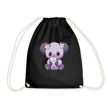 Kawaii Koala Boissons Boba Bubble Tea Chibi - Sac de sport léger - noir - Devant