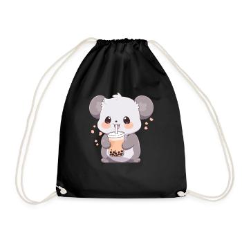 Kawaii Koala Boissons Boba Bubble Tea Chibi - Sac de sport léger - noir - Devant