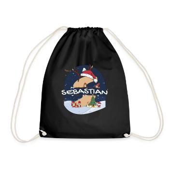 Nom génial de Sebastian w chapeau de père Noël dans le thème de Noël - Sac de sport léger - noir - Devant