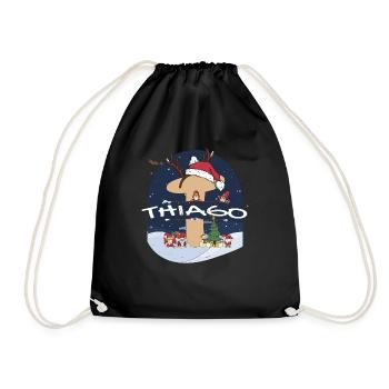 Toller Thiago-Name mit Weihnachtsmütze im Weihnachtsthema - Turnbeutel - Schwarz - Vorne