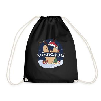 Nom génial de Vinicius w chapeau de père Noël dans le thème de Noël - Sac de sport léger - noir - Devant