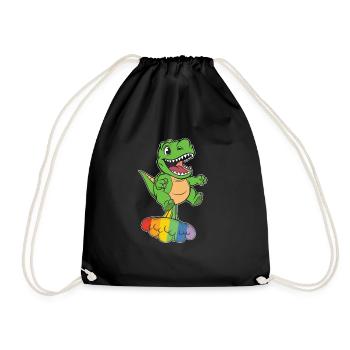 Dinosaure Drôle Arc-en-Ciel Pet - Sac de sport léger - noir - Devant