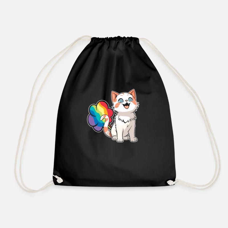 Katze Witzig Regenbogenfurz - Turnbeutel - Schwarz