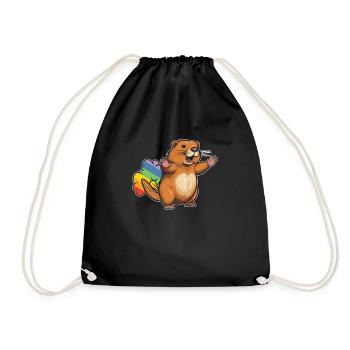 Castor Drôle Rainbow Pet - Sac de sport léger - noir - Devant