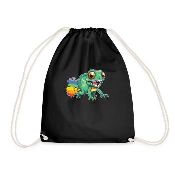 Caméléon Caméléon Drôle Rainbow Pet - Sac de sport léger - noir - Devant