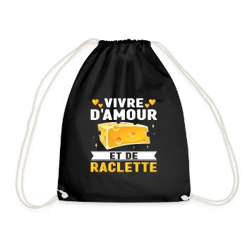 Vivre D'amour Et De Raclette Cadeau Humour Fromage - Sac de sport léger - noir - Devant